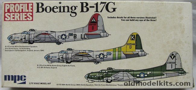 MPC 1/72 Boeing B-17G Flying Fortress Profile Series - 401st BS 91st BG 1st BW England 1945 / 447th BG 8th AF England / 99th BG 346 BS 15th AF Mediterranean, 2-2501 plastic model kit